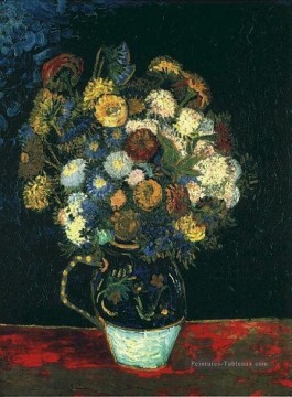 Impressionnistes Peintre - Vase nature morte avec Zinnias Vincent van Gogh Fleurs impressionnistes